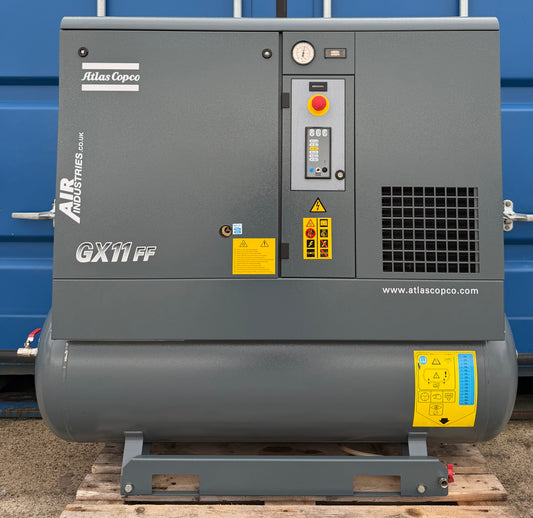 Atlas Copco GX11FF Receiver Mounted Rotary Screw Compressor + Dryer, 11Kw, 57cfm