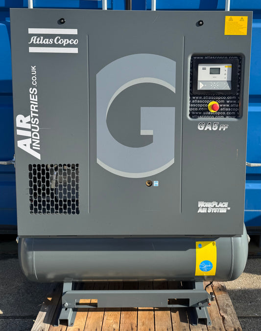 Atlas Copco GA5FF Receiver Mounted Rotary Screw Compressor + Dryer (5.5Kw, 31.7Cfm)