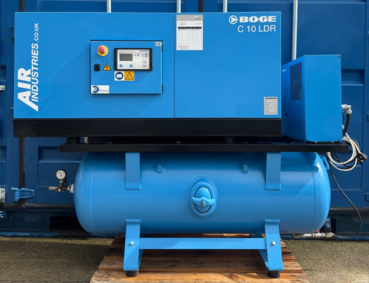 Boge C10LDR-350 Receiver Mounted Rotary Screw Compressor + Dryer (36Cfm, 7.5Kw)