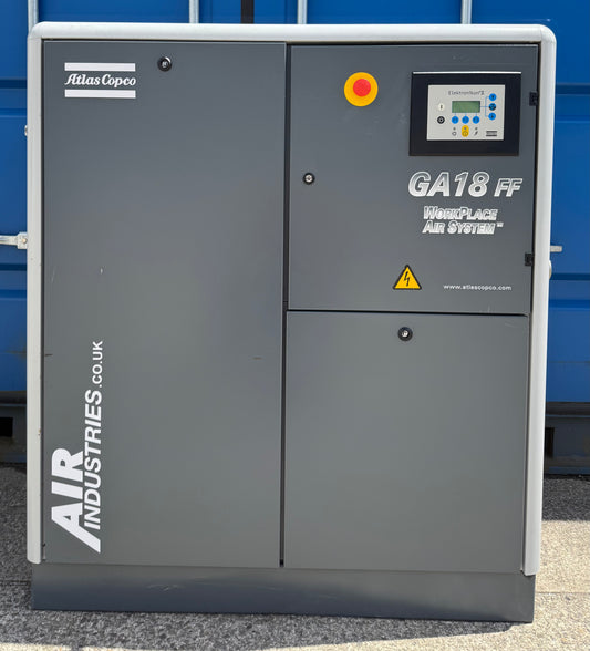 Atlas Copco GA18FF Rotary Screw Compressor + Dryer, 18.5Kw, 115Cfm!
