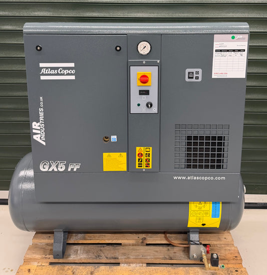 Atlas Copco GX5FF Receiver Mounted Rotary Screw Compressor With Dryer!