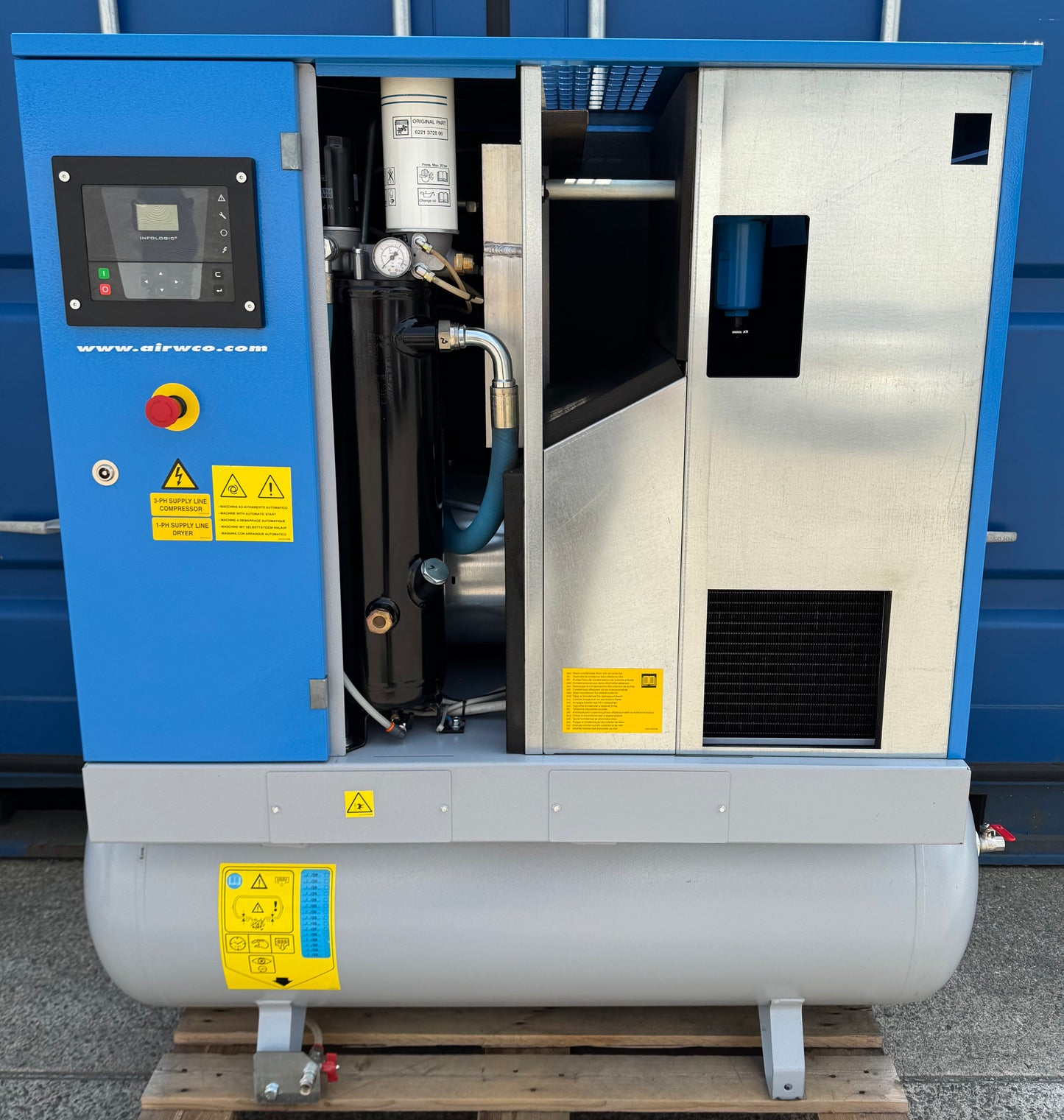 Worthington RLR1500T Receiver Mounted Rotary Screw Compressor + Dryer! 11Kw, (50Cfm)