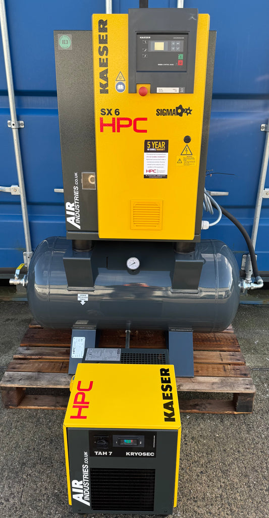 HPC / Kaeser SX6 Receiver Mounted Rotary Screw Compressor + Dryer (4.0Kw, 21CFM, 8Bar, 116psi)