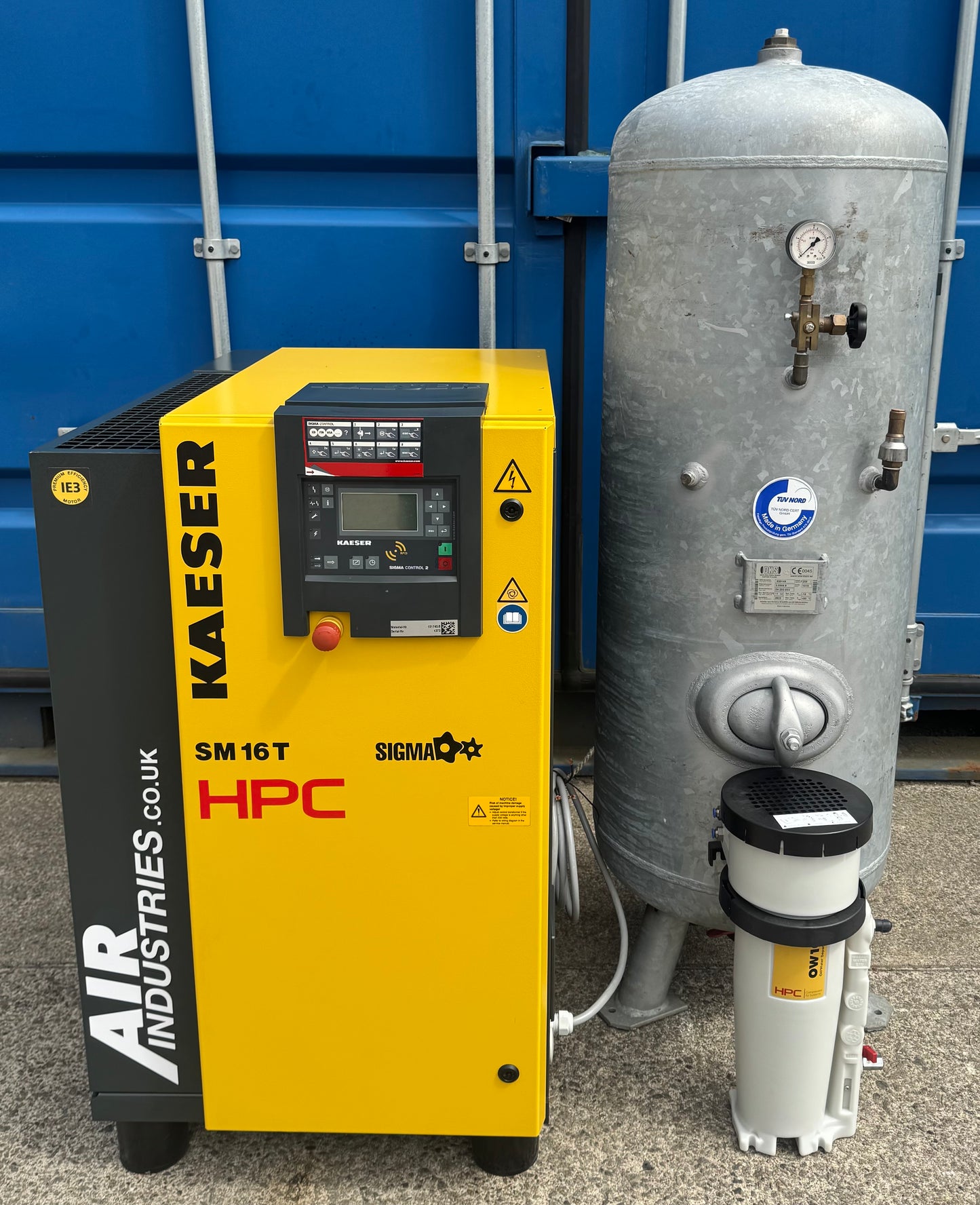 HPC / Kaeser SM16T Rotary Screw Compressor + Receiver + Dryer + Filter 57Cfm!