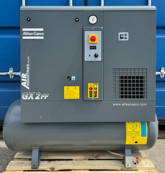 Atlas Copco GX2FF Receiver Mounted Rotary Screw Compressor With Dryer! 230v Single Phase