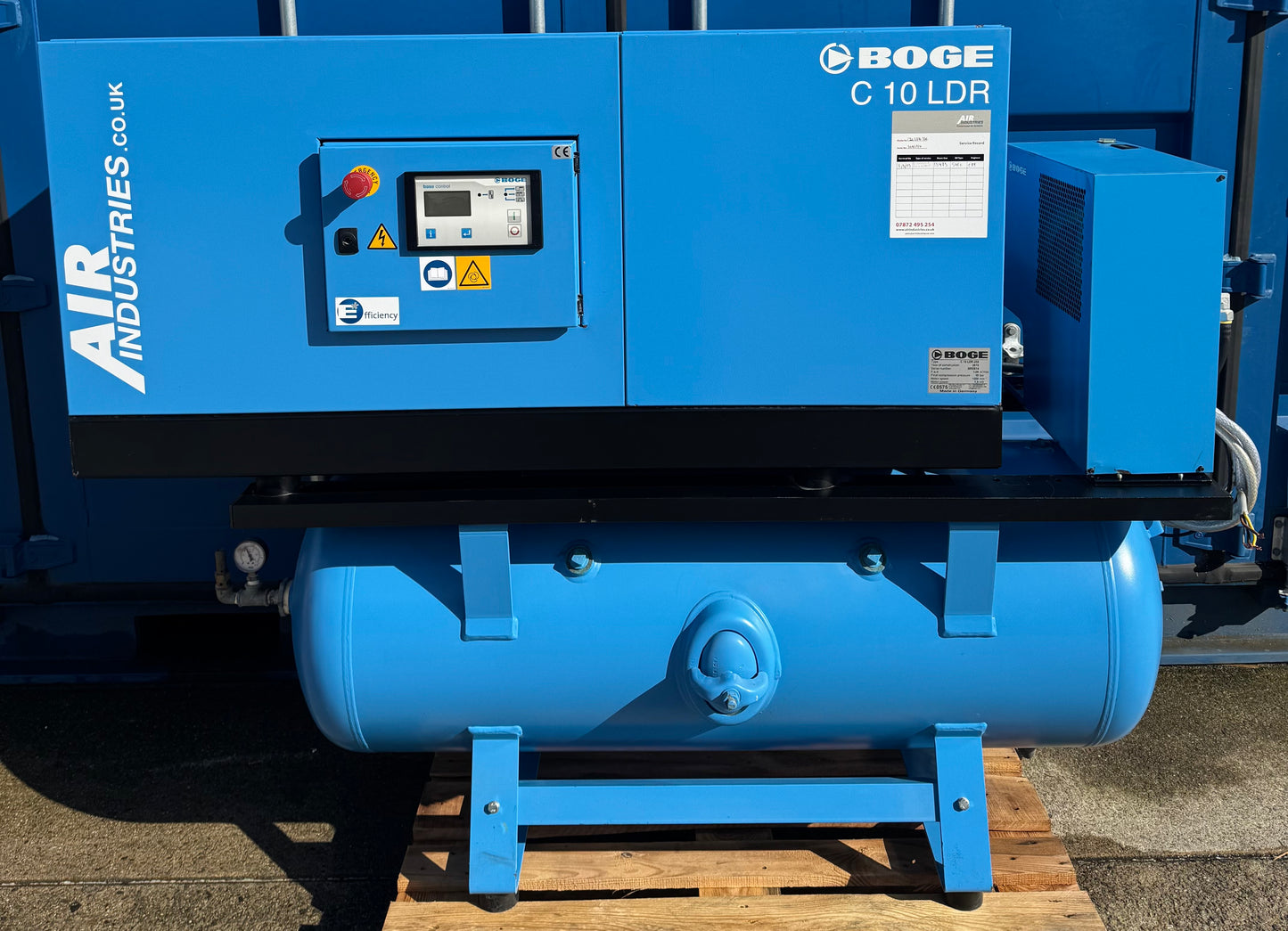Boge C10LDR-350 Receiver Mounted Rotary Screw Compressor + Dryer (36Cfm, 7.5Kw)