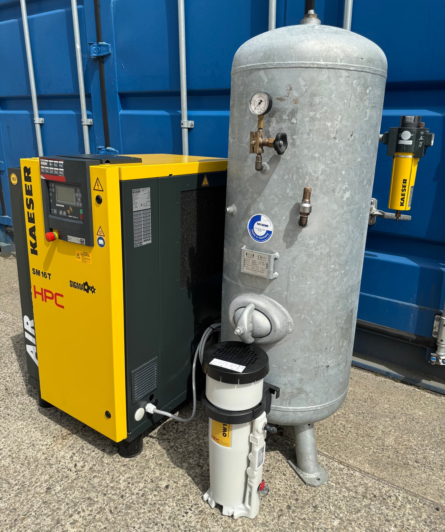 HPC / Kaeser SM16T Rotary Screw Compressor + Receiver + Dryer + Filter 57Cfm!