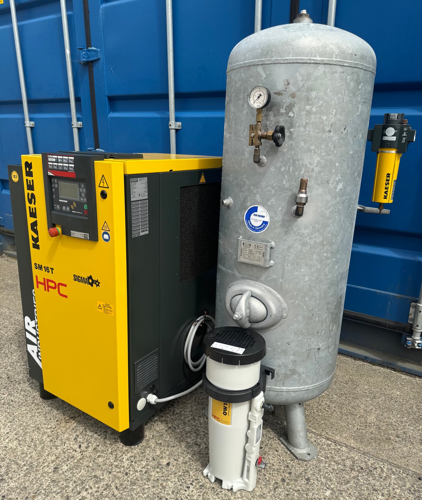 HPC / Kaeser SM16T Rotary Screw Compressor + Receiver + Dryer + Filter 57Cfm!