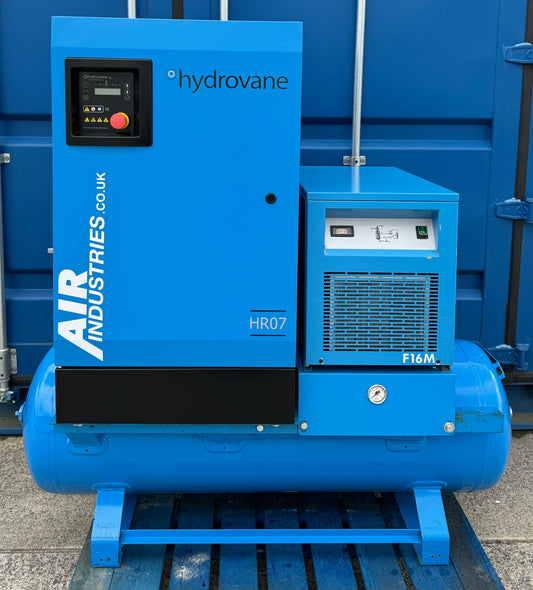 Hydrovane HR07AERD Receiver Mounted Rotary Vane Compressor + Dryer (7.5Kw, 44Cfm)