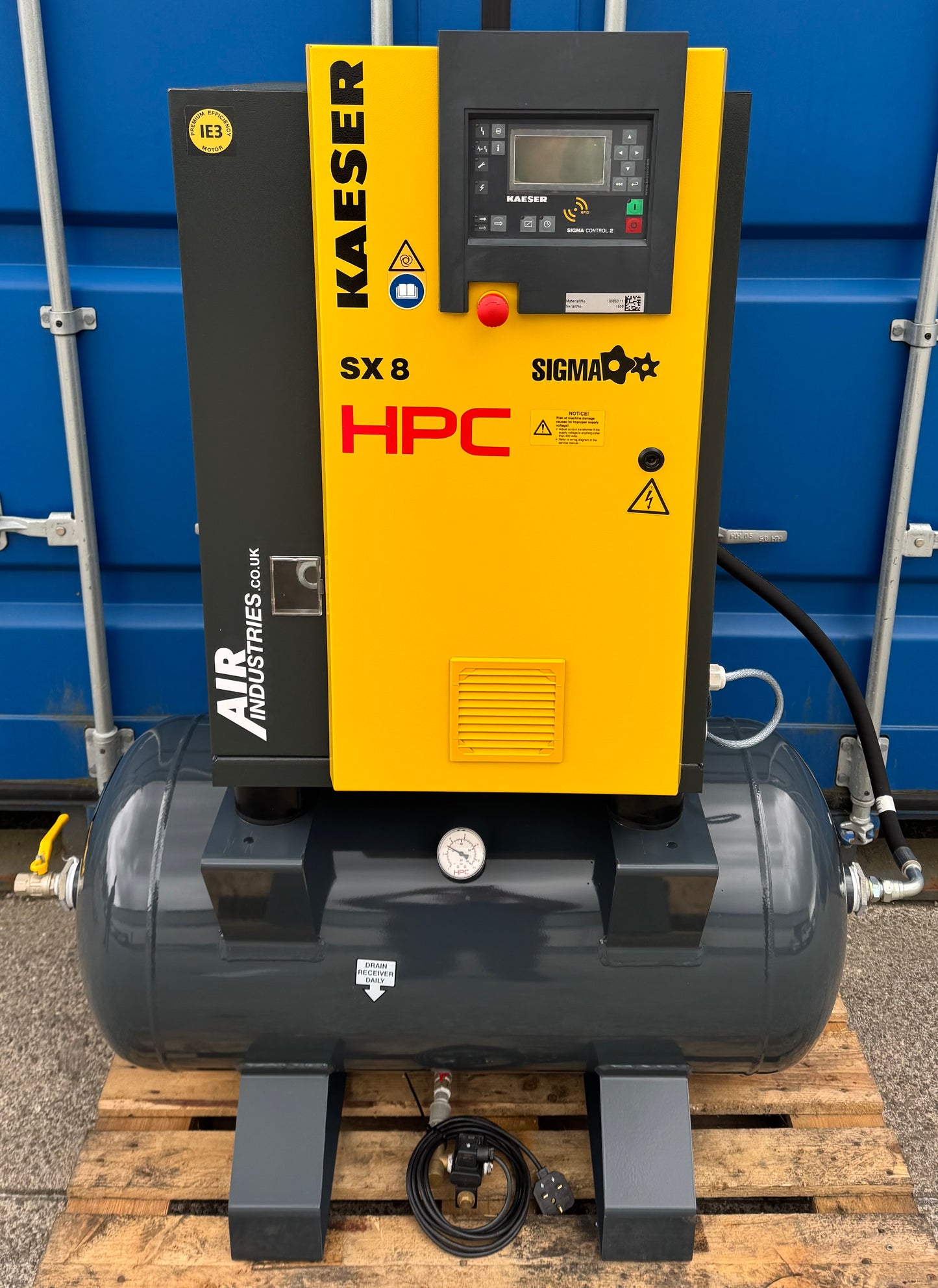 HPC / Kaeser SX8 Receiver Mounted Rotary Screw Compressor 5.5Kw, 28cfm! 8bar!
