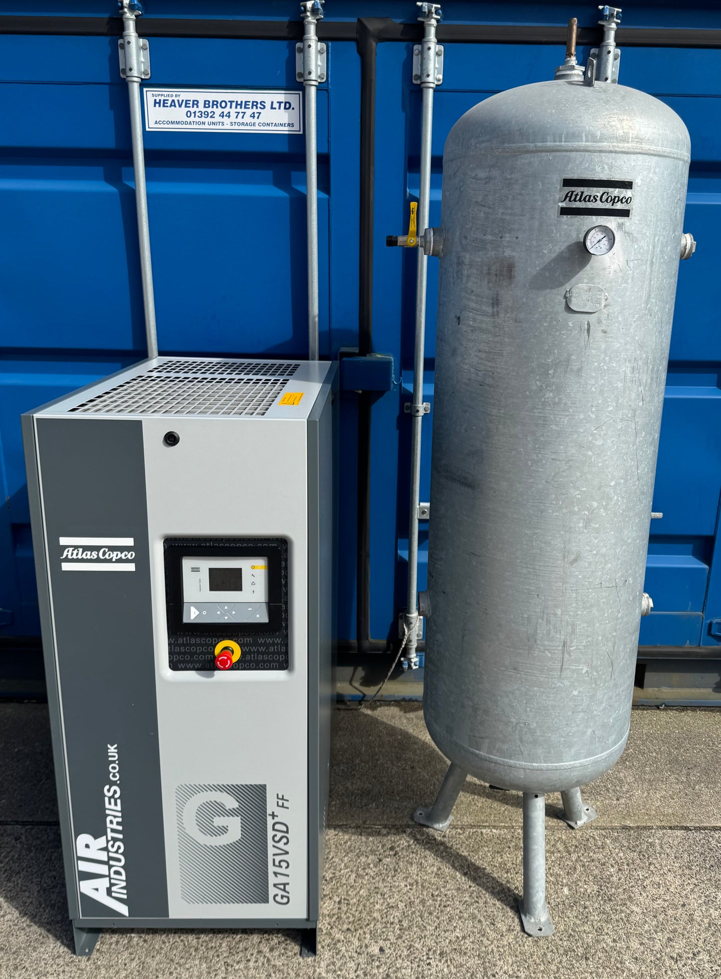 Atlas Copco GA15VSD+FF Variable Speed Rotary Screw Compressor + Dryer + Air Receiver  (88CFM)