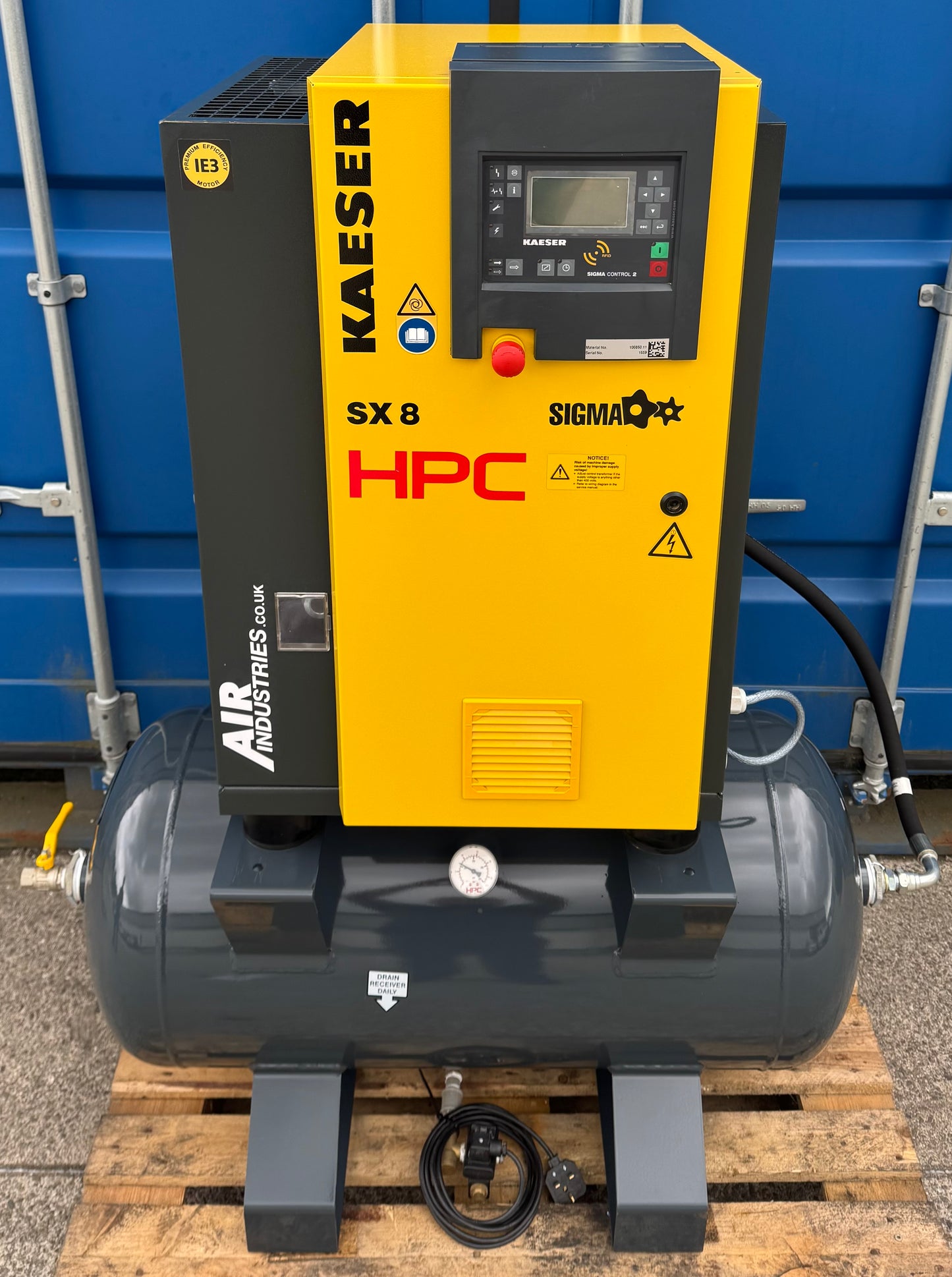 HPC / Kaeser SX8 Receiver Mounted Rotary Screw Compressor 5.5Kw, 28cfm! 8bar!