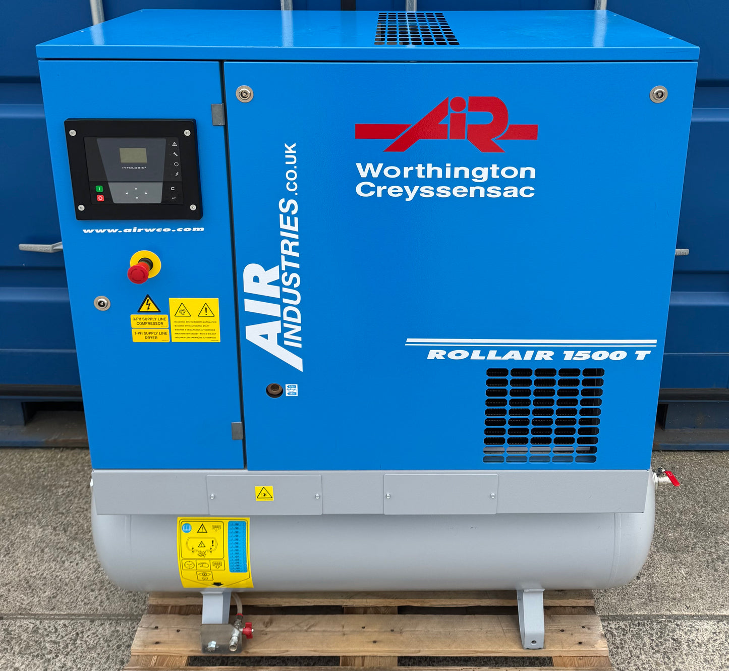 Worthington RLR1500T Receiver Mounted Rotary Screw Compressor + Dryer! 11Kw, (50Cfm)