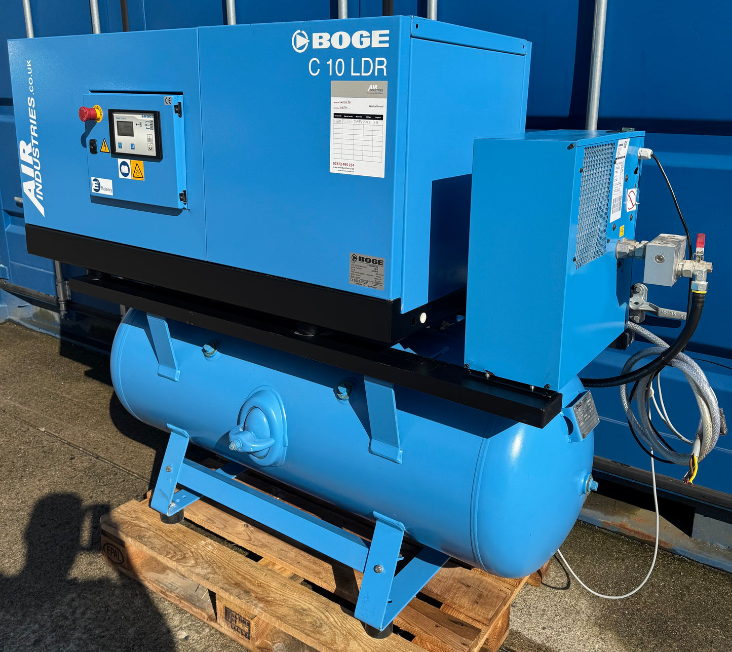 Boge C10LDR-350 Receiver Mounted Rotary Screw Compressor + Dryer (36Cfm, 7.5Kw)