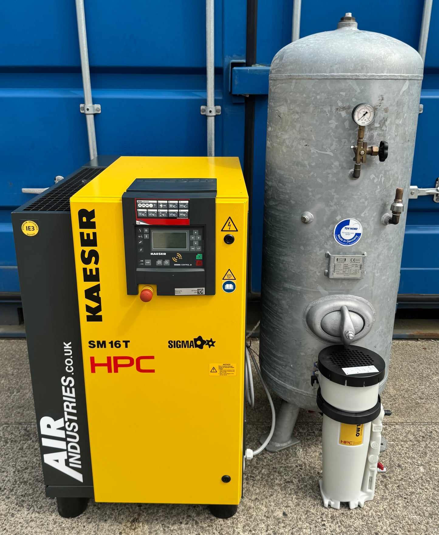 HPC / Kaeser SM16T Rotary Screw Compressor + Receiver + Dryer + Filter 57Cfm!