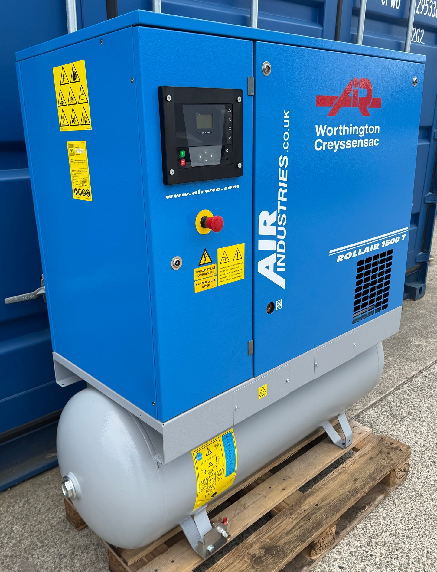 Worthington RLR1500T Receiver Mounted Rotary Screw Compressor + Dryer! 11Kw, (50Cfm)