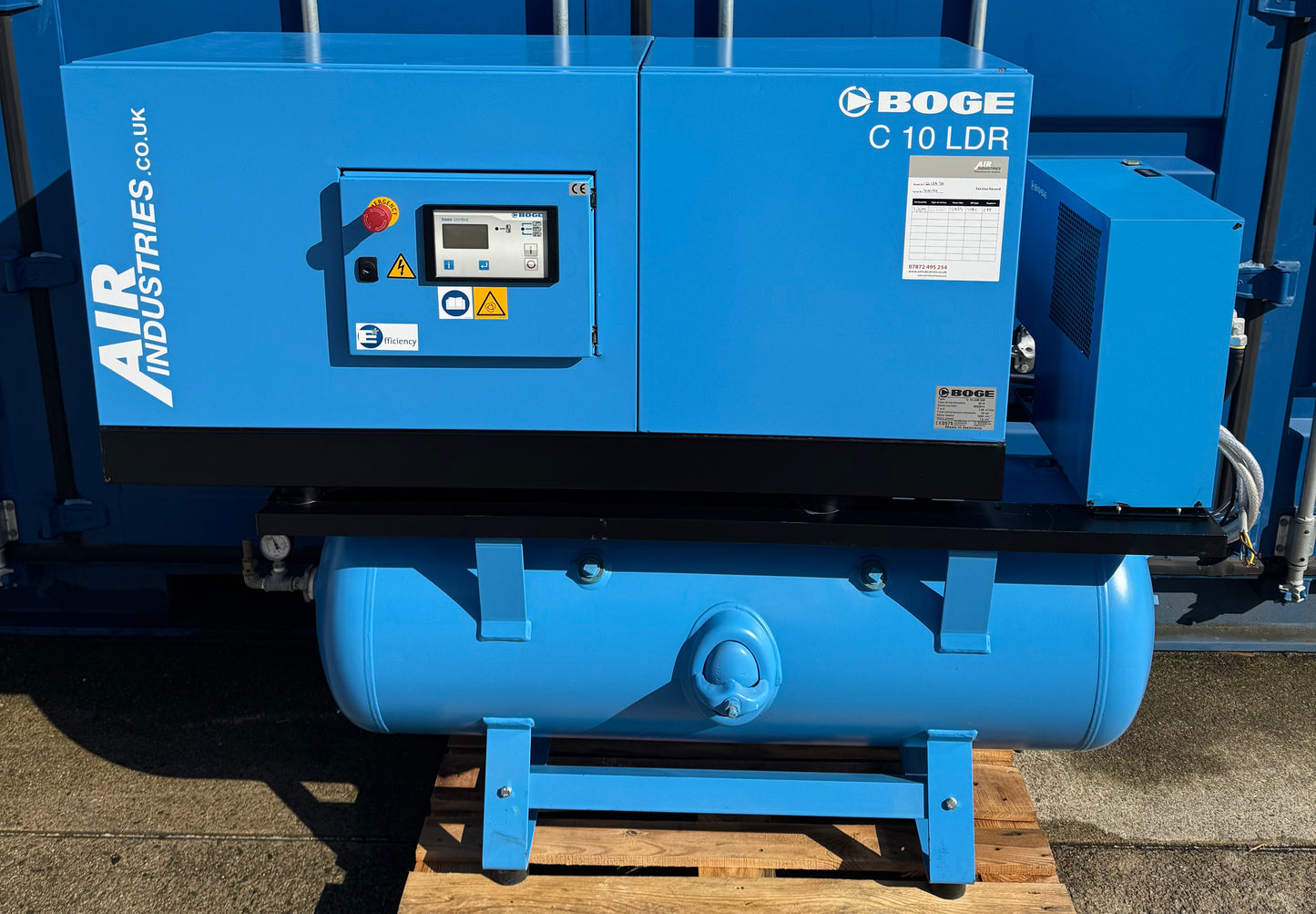 Boge C10LDR-350 Receiver Mounted Rotary Screw Compressor + Dryer (36Cfm, 7.5Kw)