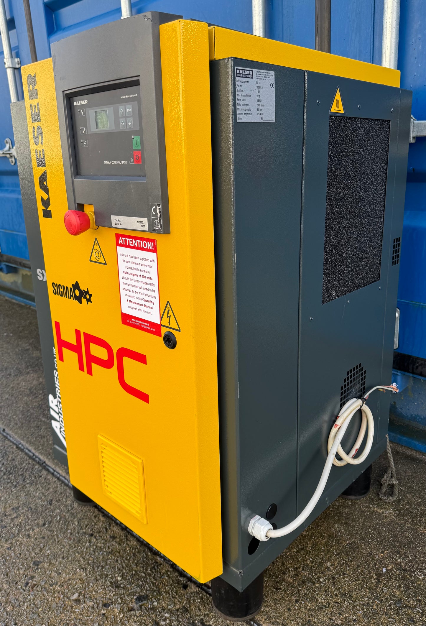 HPC / Kaeser SX8 Rotary Screw Compressor (5.5Kw, 28CFM, 8Bar, 116psi)