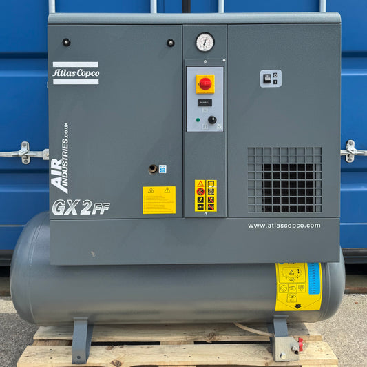 Atlas Copco GX2FF Receiver Mounted Rotary Screw Compressor With Dryer! 230v Single Phase