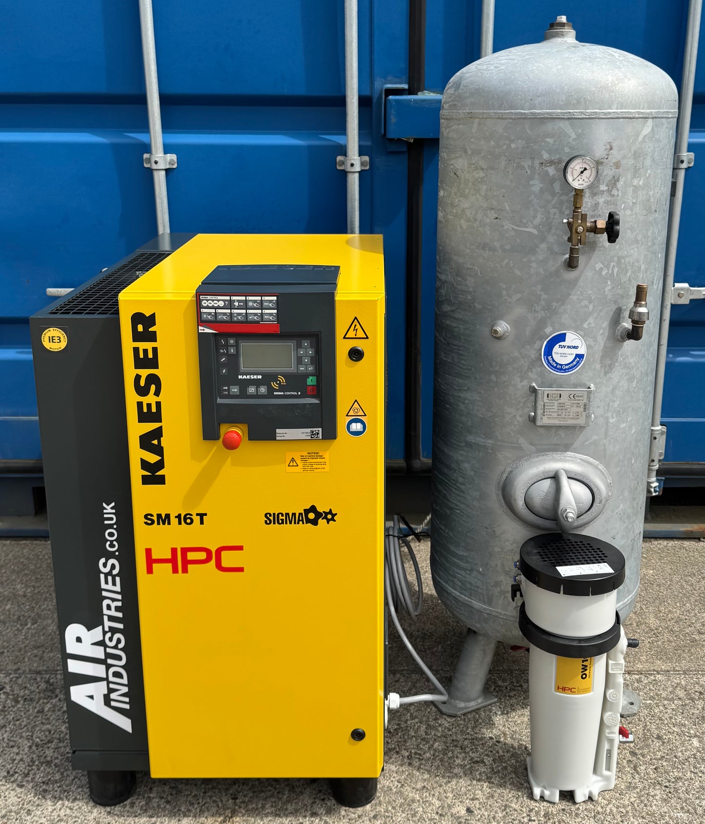 HPC / Kaeser SM16T Rotary Screw Compressor + Receiver + Dryer + Filter 57Cfm!