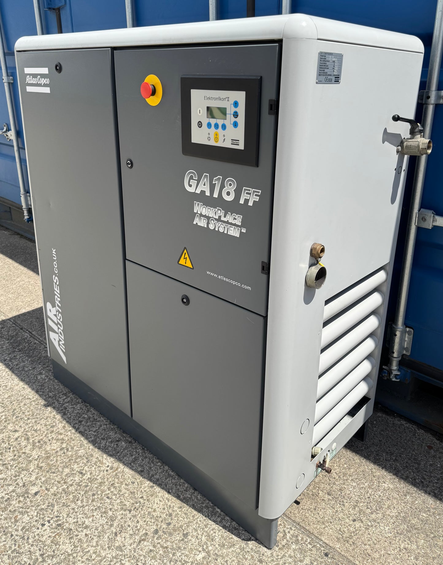 Atlas Copco GA18FF Rotary Screw Compressor + Dryer, 18.5Kw, 115Cfm!