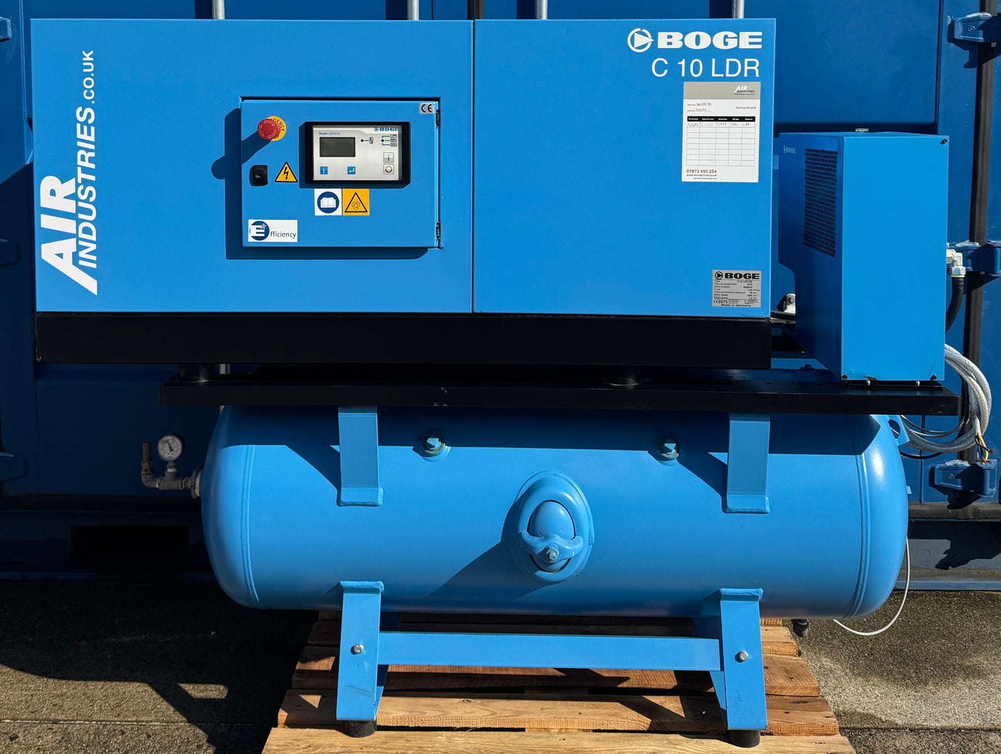Boge C10LDR-350 Receiver Mounted Rotary Screw Compressor + Dryer (36Cfm, 7.5Kw)