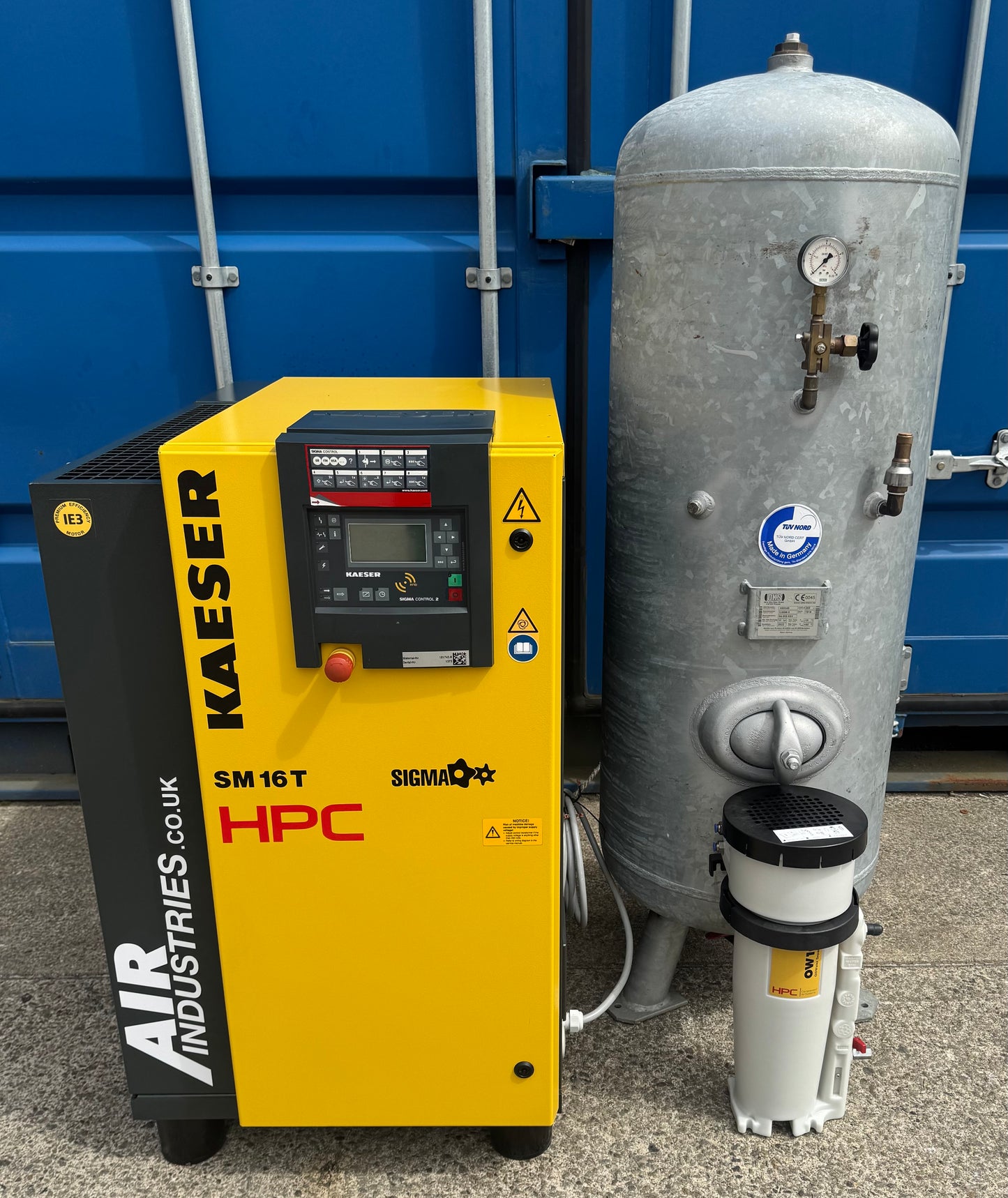 HPC / Kaeser SM16T Rotary Screw Compressor + Receiver + Dryer + Filter 57Cfm!
