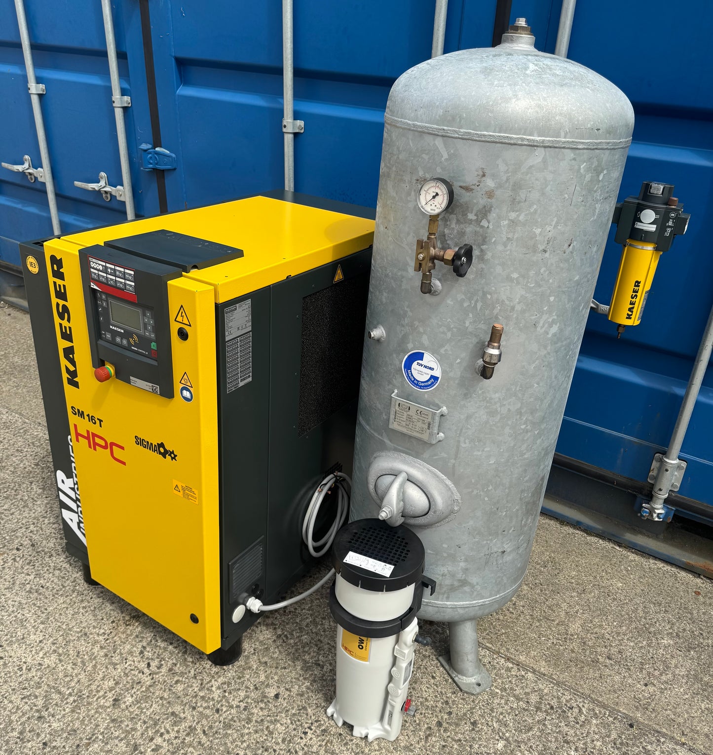 HPC / Kaeser SM16T Rotary Screw Compressor + Receiver + Dryer + Filter 57Cfm!