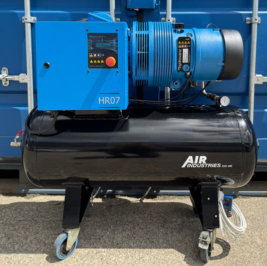 Hydrovane HR07 Receiver Mounted Rotary Vane Compressor, 7.5Kw, 37cfm, 10Bar!