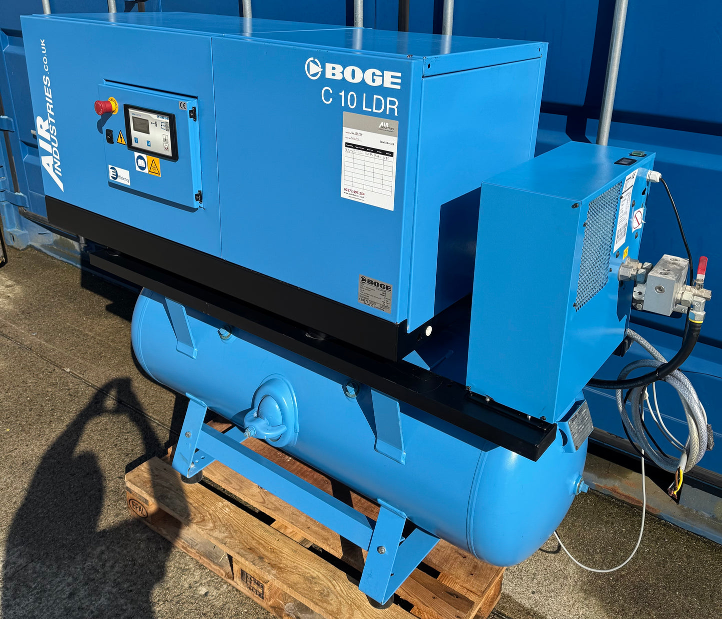 Boge C10LDR-350 Receiver Mounted Rotary Screw Compressor + Dryer (36Cfm, 7.5Kw)