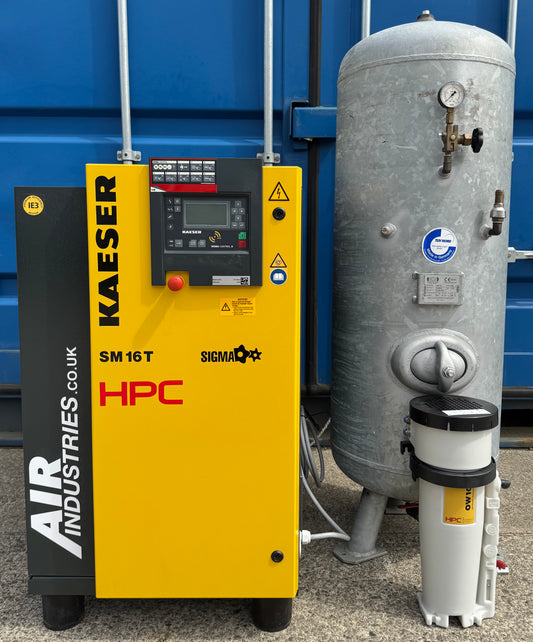 HPC / Kaeser SM16T Rotary Screw Compressor + Receiver + Dryer + Filter 57Cfm!
