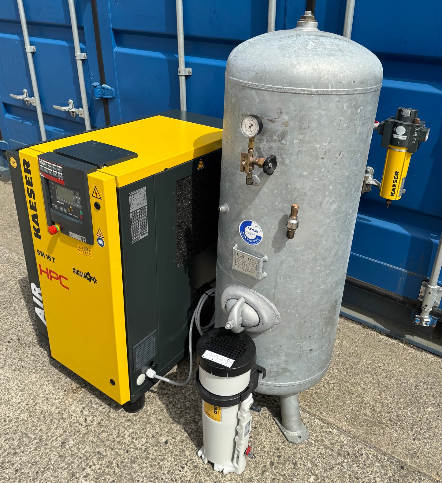 HPC / Kaeser SM16T Rotary Screw Compressor + Receiver + Dryer + Filter 57Cfm!