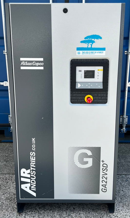 Atlas Copco GA22VSD+ Variable Speed Drive Rotary Screw Compressor, 22Kw, 159cfm!