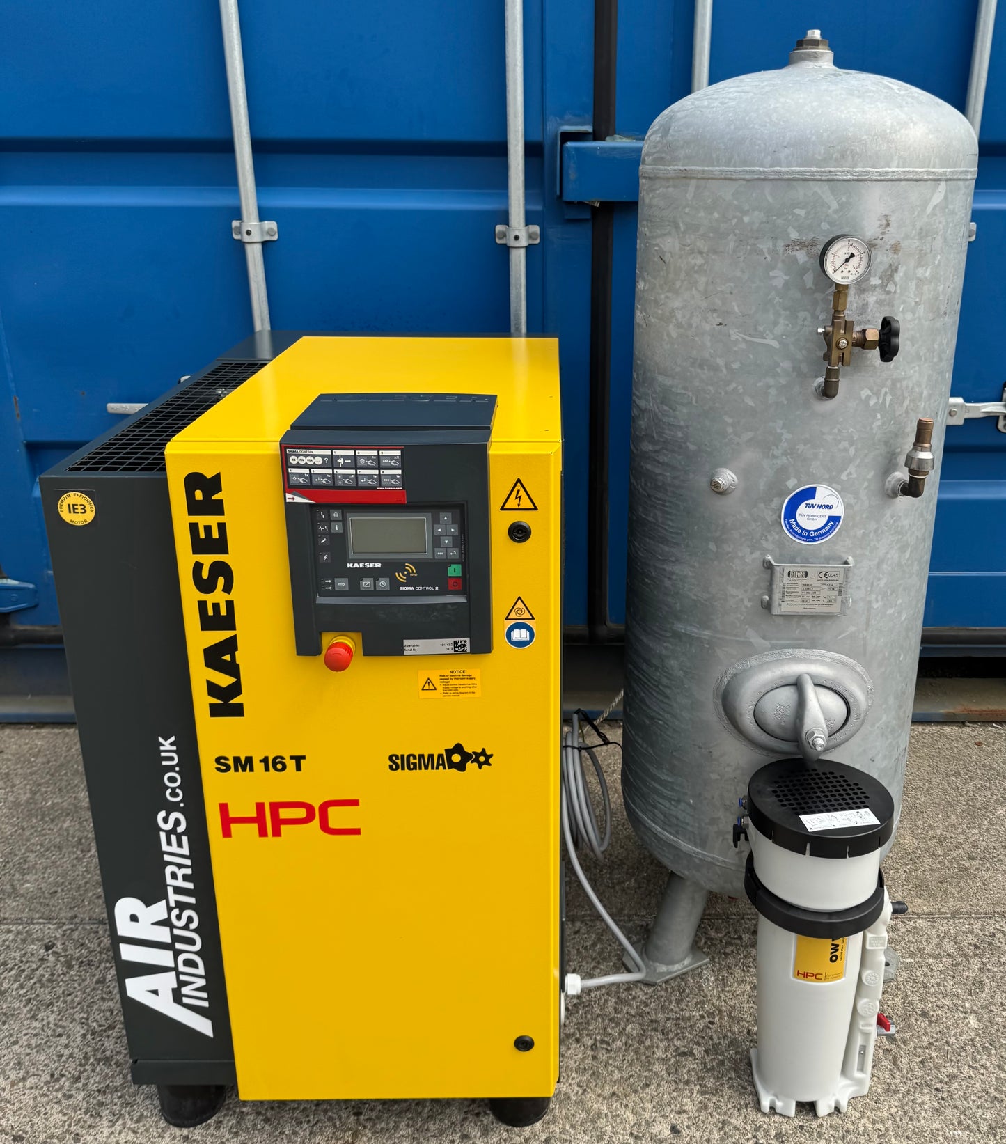 HPC / Kaeser SM16T Rotary Screw Compressor + Receiver + Dryer + Filter 57Cfm!