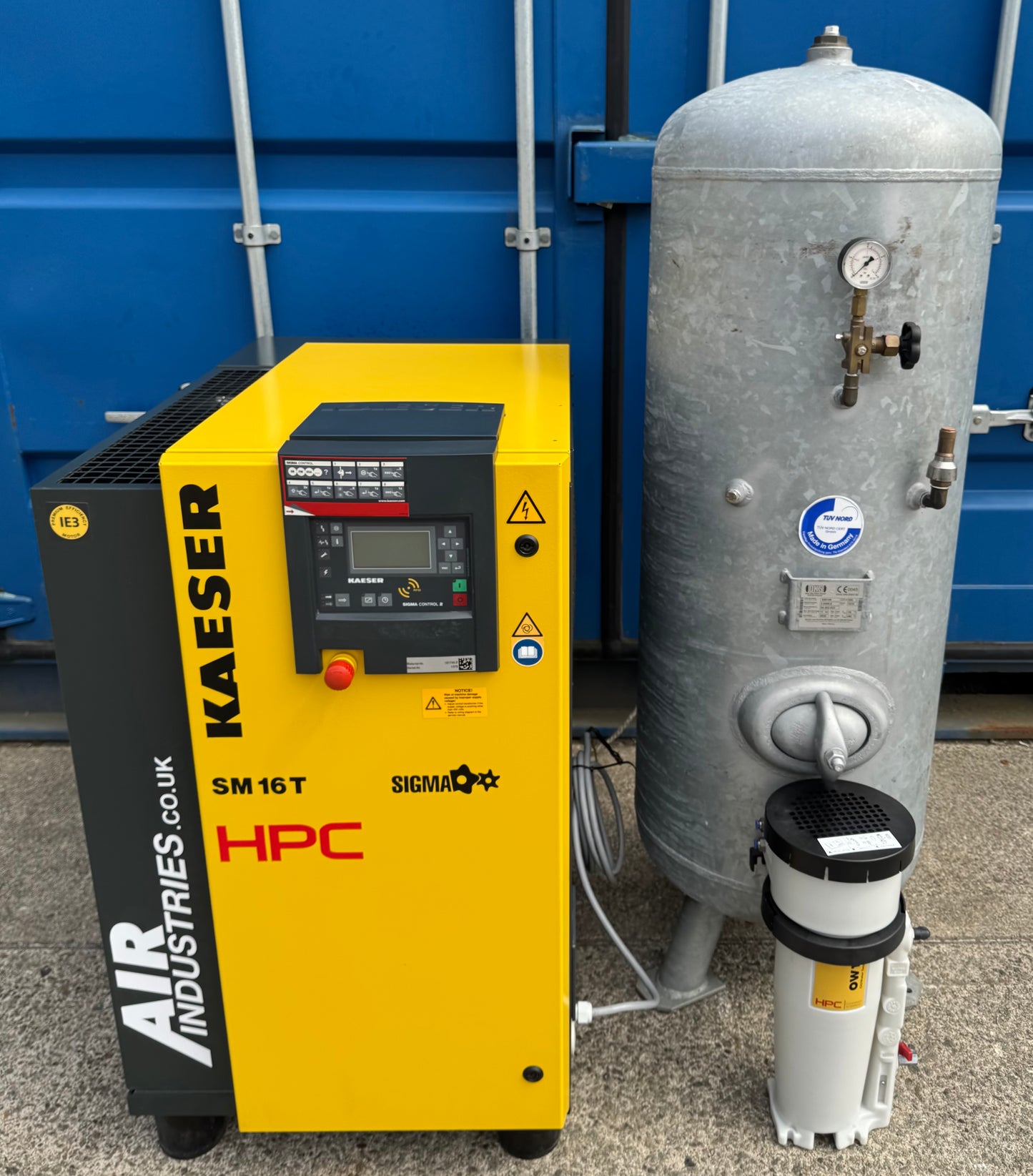 HPC / Kaeser SM16T Rotary Screw Compressor + Receiver + Dryer + Filter 57Cfm!