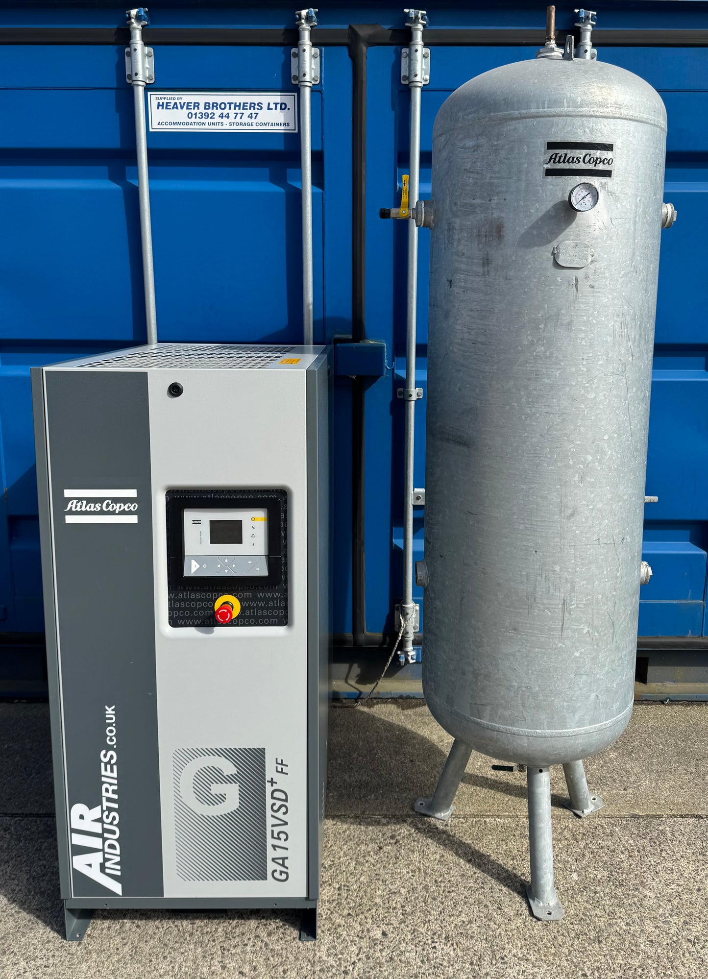 Atlas Copco GA15VSD+FF Variable Speed Rotary Screw Compressor + Dryer + Air Receiver  (88CFM)