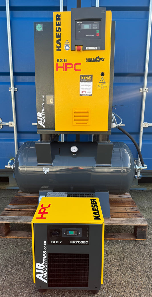 HPC / Kaeser SX6 Receiver Mounted Rotary Screw Compressor + Dryer (4.0Kw, 21CFM, 8Bar, 116psi)