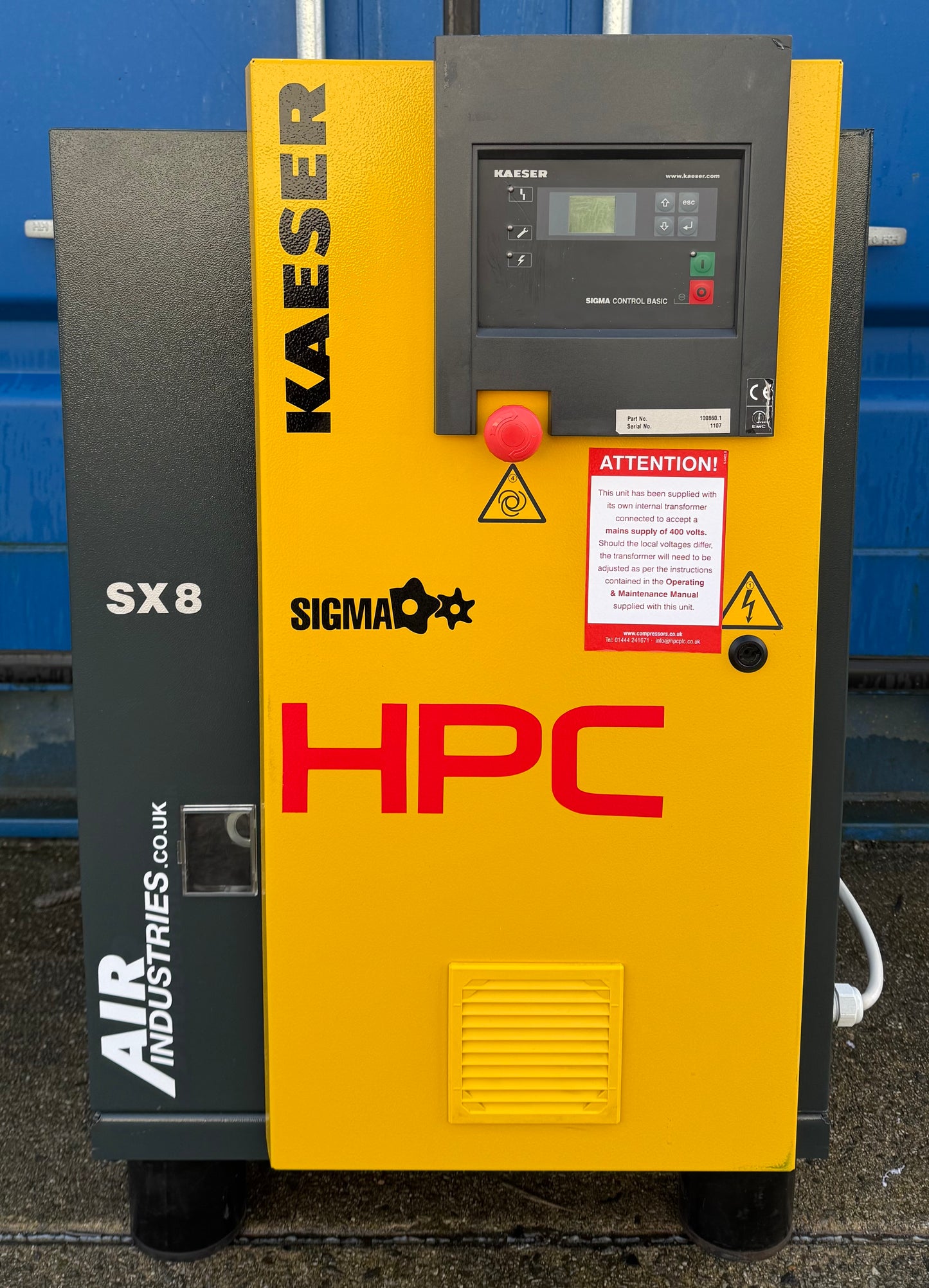 HPC / Kaeser SX8 Rotary Screw Compressor (5.5Kw, 28CFM, 8Bar, 116psi)