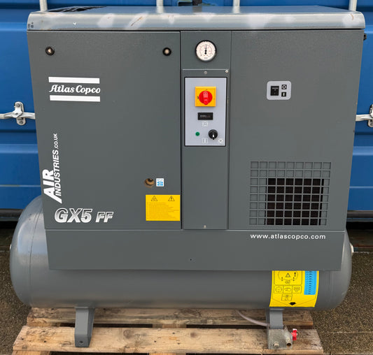 Atlas Copco GX5FF Receiver Mounted Rotary Screw Compressor With Dryer!