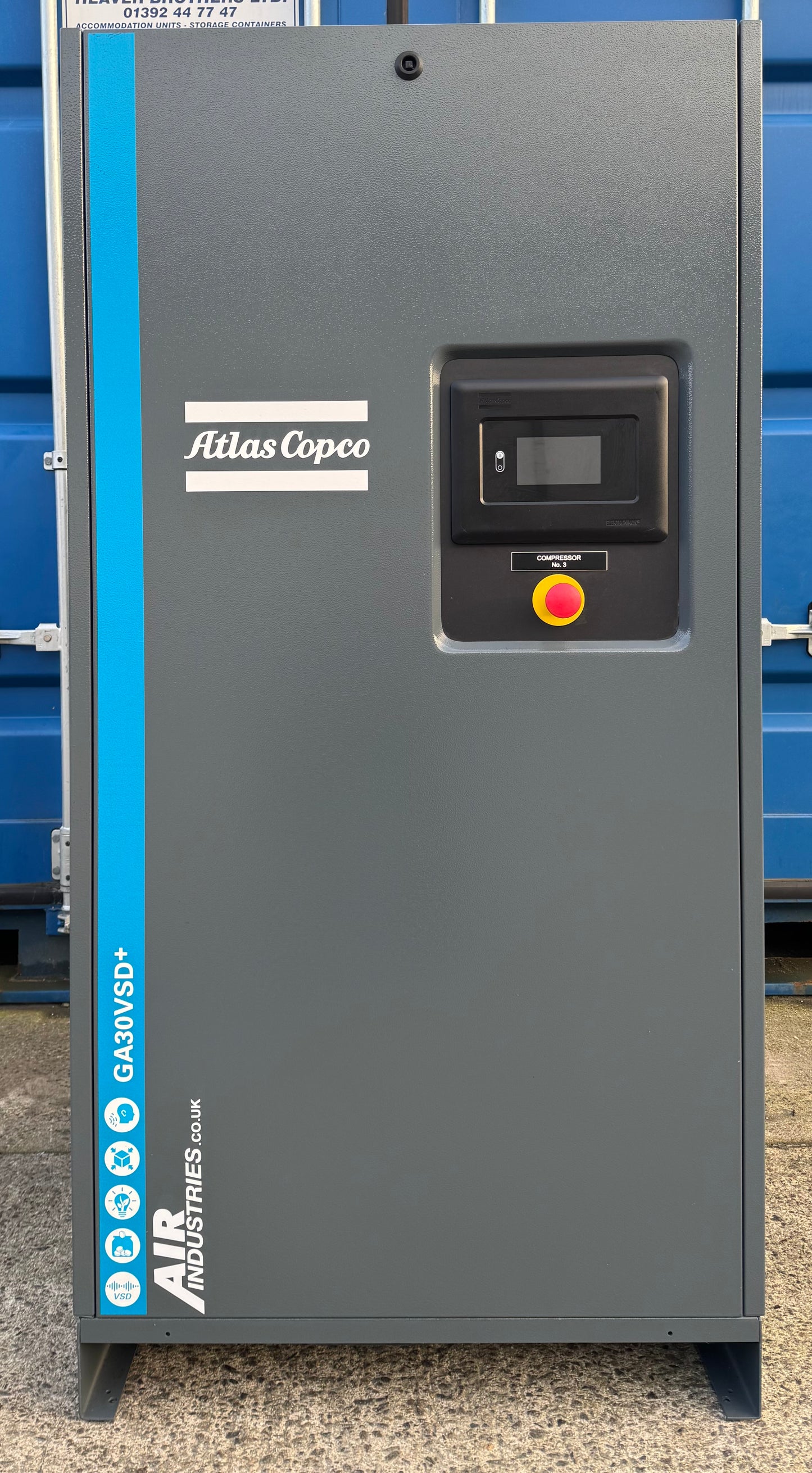 Atlas Copco GA30VSD+ Variable Speed Drive Rotary Screw Compressor, 30Kw, 206cfm!