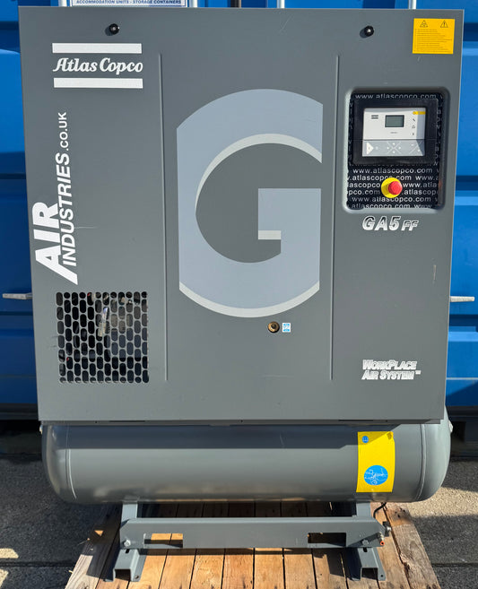Atlas Copco GA5FF Receiver Mounted Rotary Screw Compressor + Dryer (5.5Kw, 31.7Cfm)