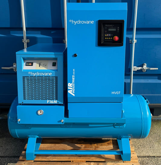 Hydrovane HV07AERD Receiver Mounted Rotary Vane Compressor + Dryer (7.5Kw, 35Cfm)