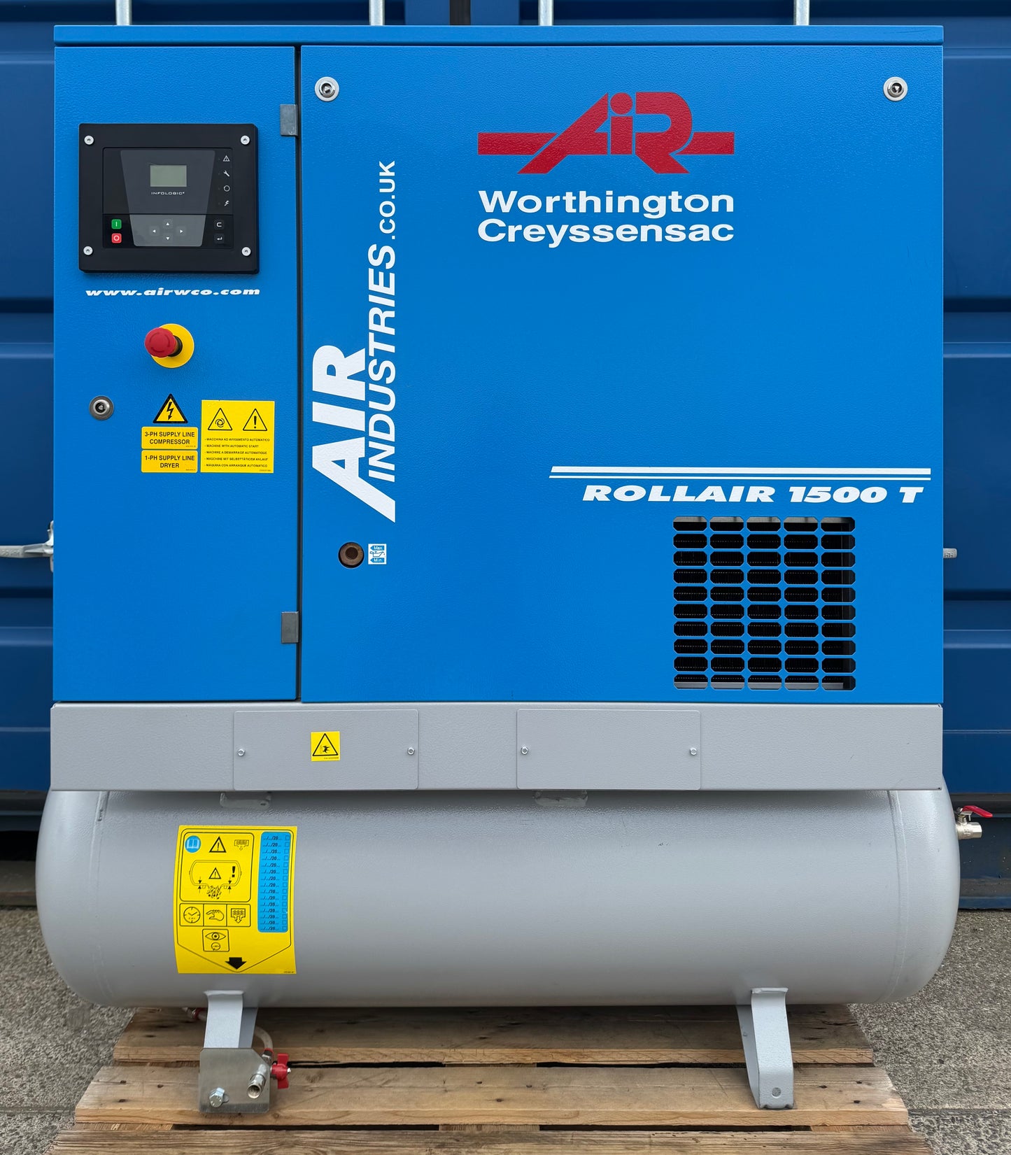 Worthington RLR1500T Receiver Mounted Rotary Screw Compressor + Dryer! 11Kw, (50Cfm)