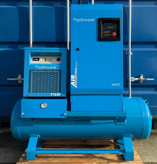 Hydrovane HV07AERD Receiver Mounted Rotary Vane Compressor + Dryer (7.5Kw, 35Cfm)