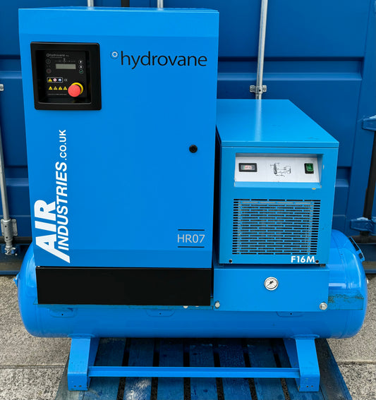 Hydrovane HR07AERD Receiver Mounted Rotary Vane Compressor + Dryer (7.5Kw, 44Cfm)