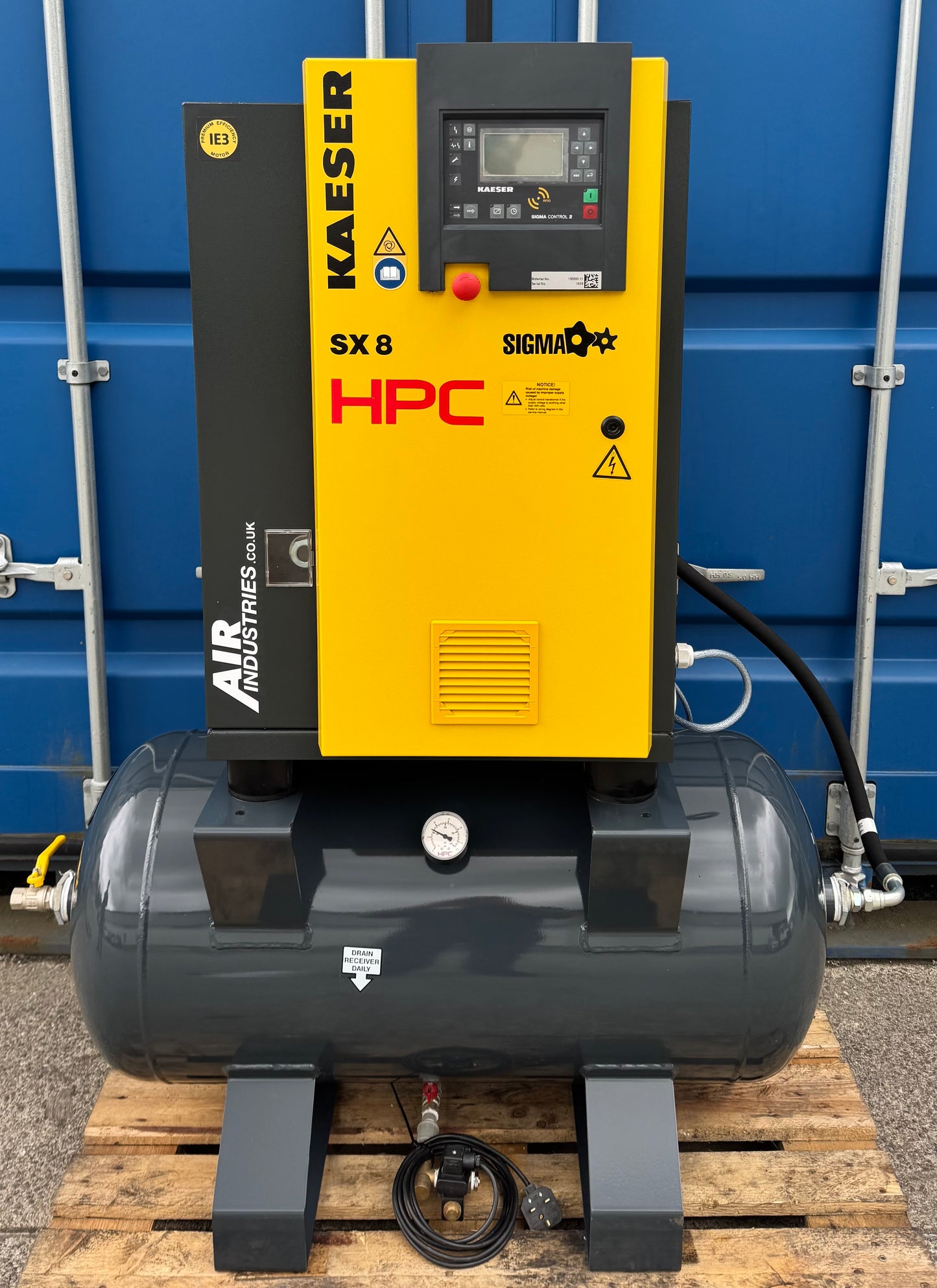 HPC / Kaeser SX8 Receiver Mounted Rotary Screw Compressor 5.5Kw, 28cfm! 8bar!