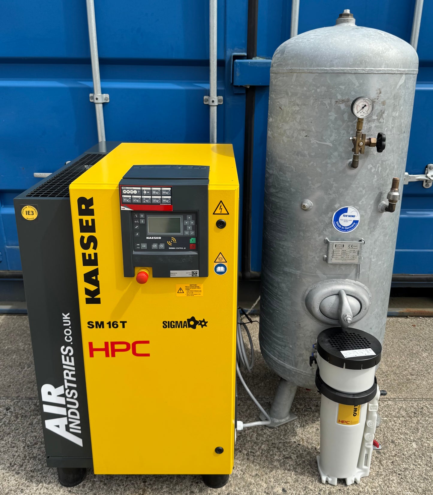 HPC / Kaeser SM16T Rotary Screw Compressor + Receiver + Dryer + Filter 57Cfm!